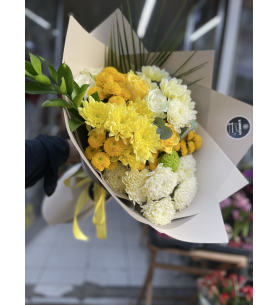 Vip sarı &beyaz fresh yaz mevsim buket
